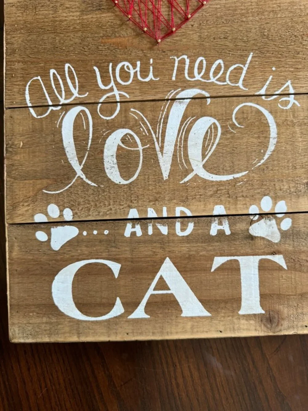 Wooden String Art "All you need is love and a CAT Heart Wall Decor Hanging Art - Picture 2 of 7